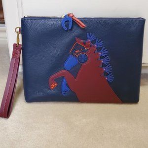 Tory Burch Horse Leather Clutch Wristlet